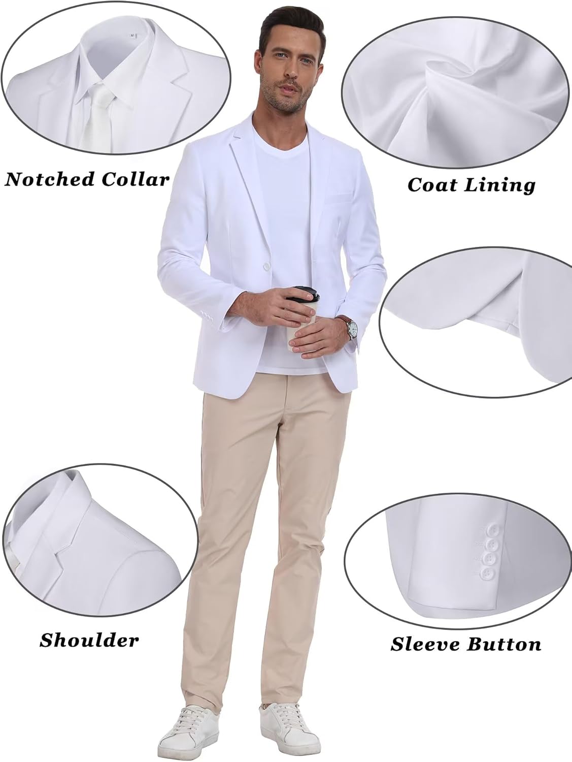 Mens Suit Jackets Casual Two Button Slim Fit Blazers Suit Separates Coat Sport Coats with Pockets for Wedding Prom Party - Image 4