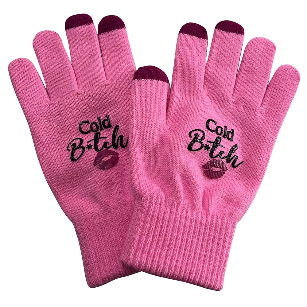 Diabolical Women's Pink Small Gloves With Touch Screen Fingers - Cold Bitch Gloves - 21St Birthday Gifts For Her, Best Friend Birthday Gifts, Apparel Gloves