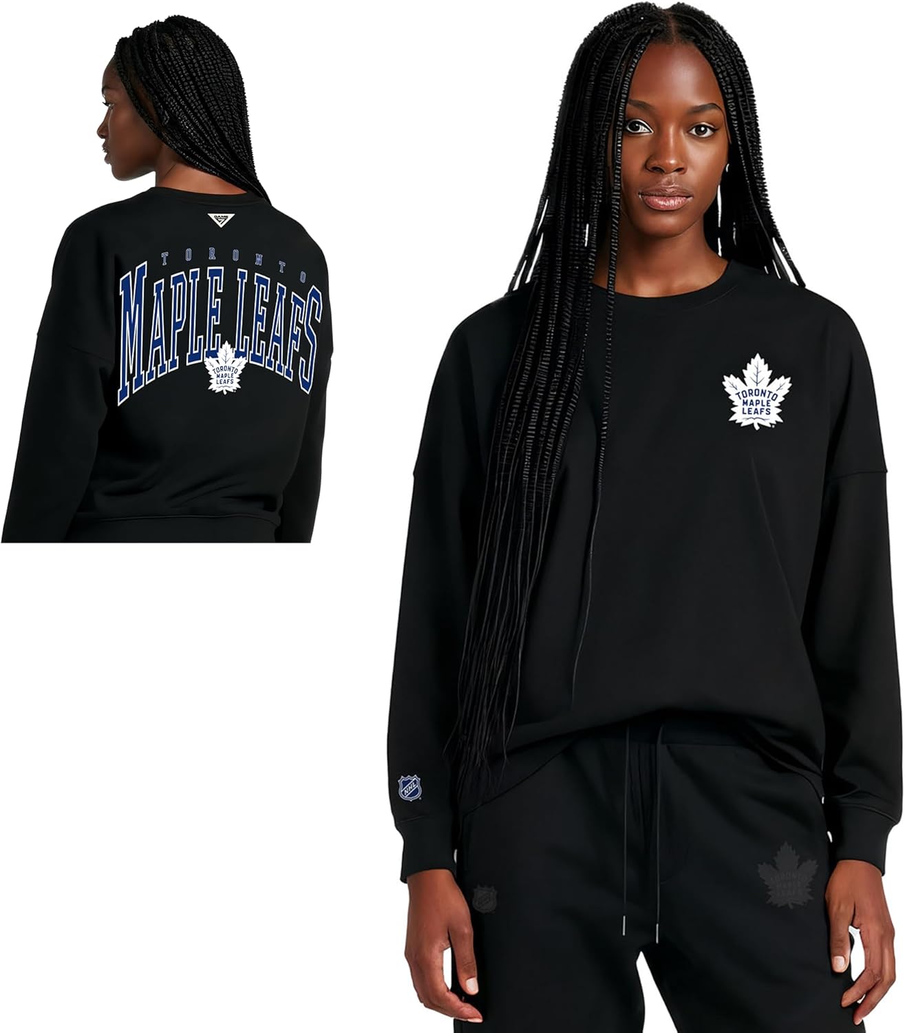 GAME 7 NHL Womens X NHL Women's Officially Licensed Long Sleeve Crew Neck Cotton T-Shirt