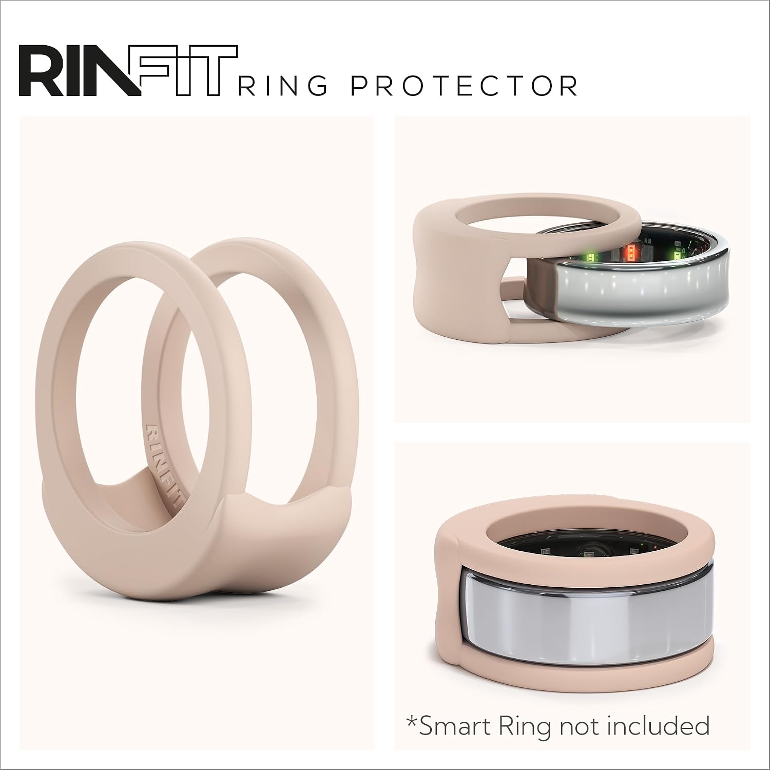 Rinfit Smart Ring Protector - Silicone Ring Enhancer for Active Lifestyle and Gym - SportFit U.S. Design Patent - Nude, Size 7
