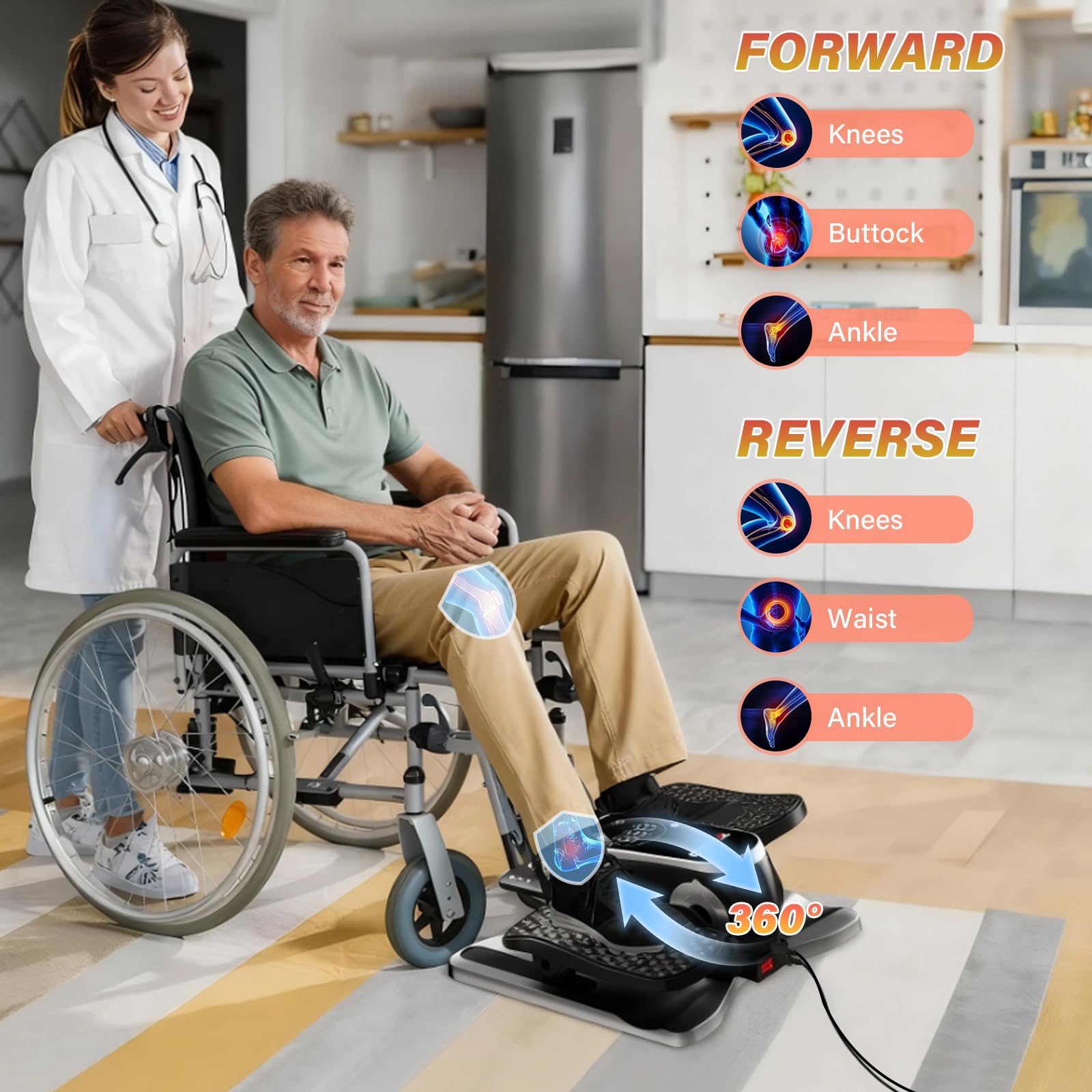 TODO Mini Ellittica Sotto la Scrivania con 12 Velocità Regolabili & Manuale/Automatica Modalità, Pedaliera Elettrica per Anziani e Adulti, Cross Trainer con Telecomando, Cinturino per Piedi e Display