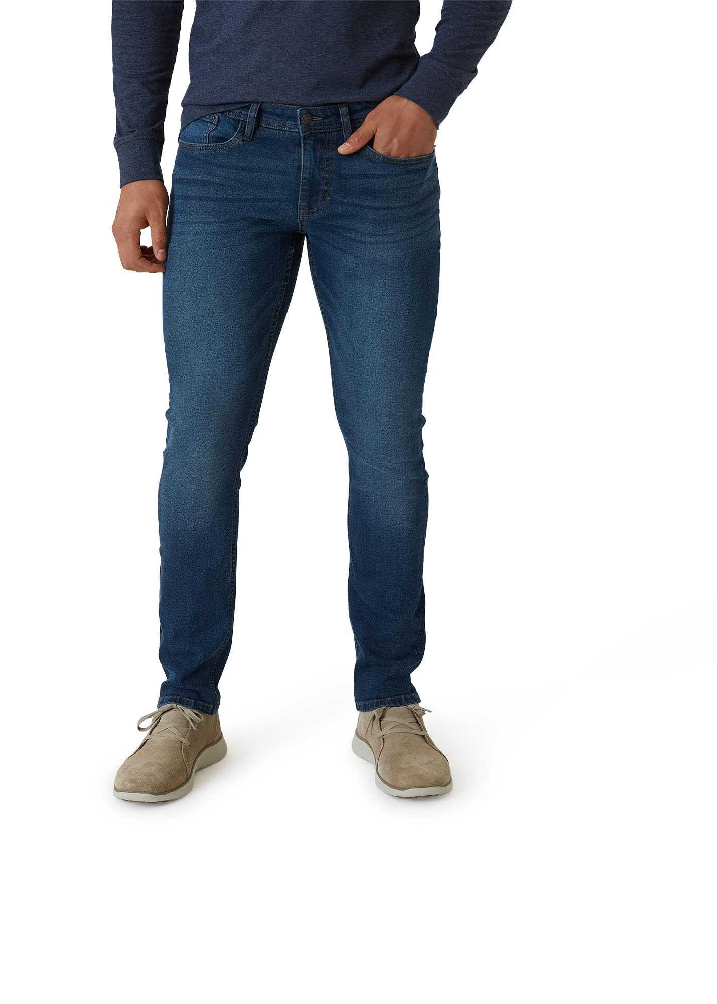 IZOD Men's Slim Fit Jeans - Breathable Cotton Non-Restrictive Comfort Durable Stretch Jeans - Stylish Denim Jeans for Men