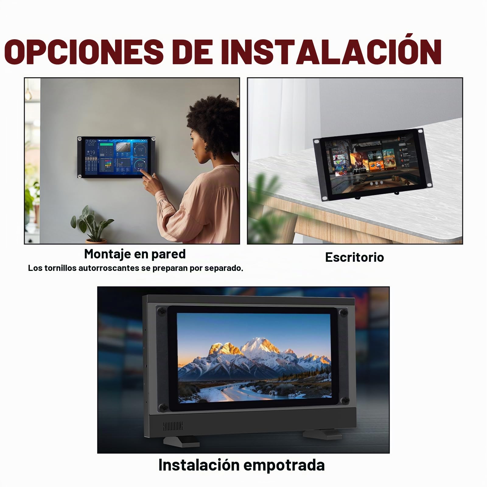 GeeekPi Monitor Táctil LCD de 9 Pulgadas 1280x720 para Rack 3U, para Gabinete de Servidor DeskPi RackMate T0/T1/T2/T0 Plus/T1 Plus y Racks de Servidor de 10 Pulgadas