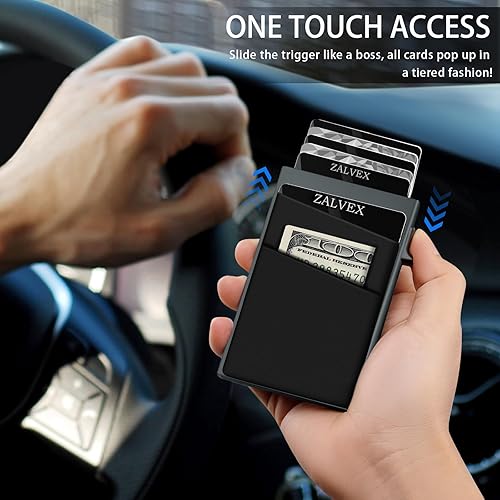 Miniatura 2 de ZALVEX Billetera desplegable, cartera delgada para hombre, cartera minimalista con bloqueo RFID, cartera para tarjetas de crédito Mondern con
