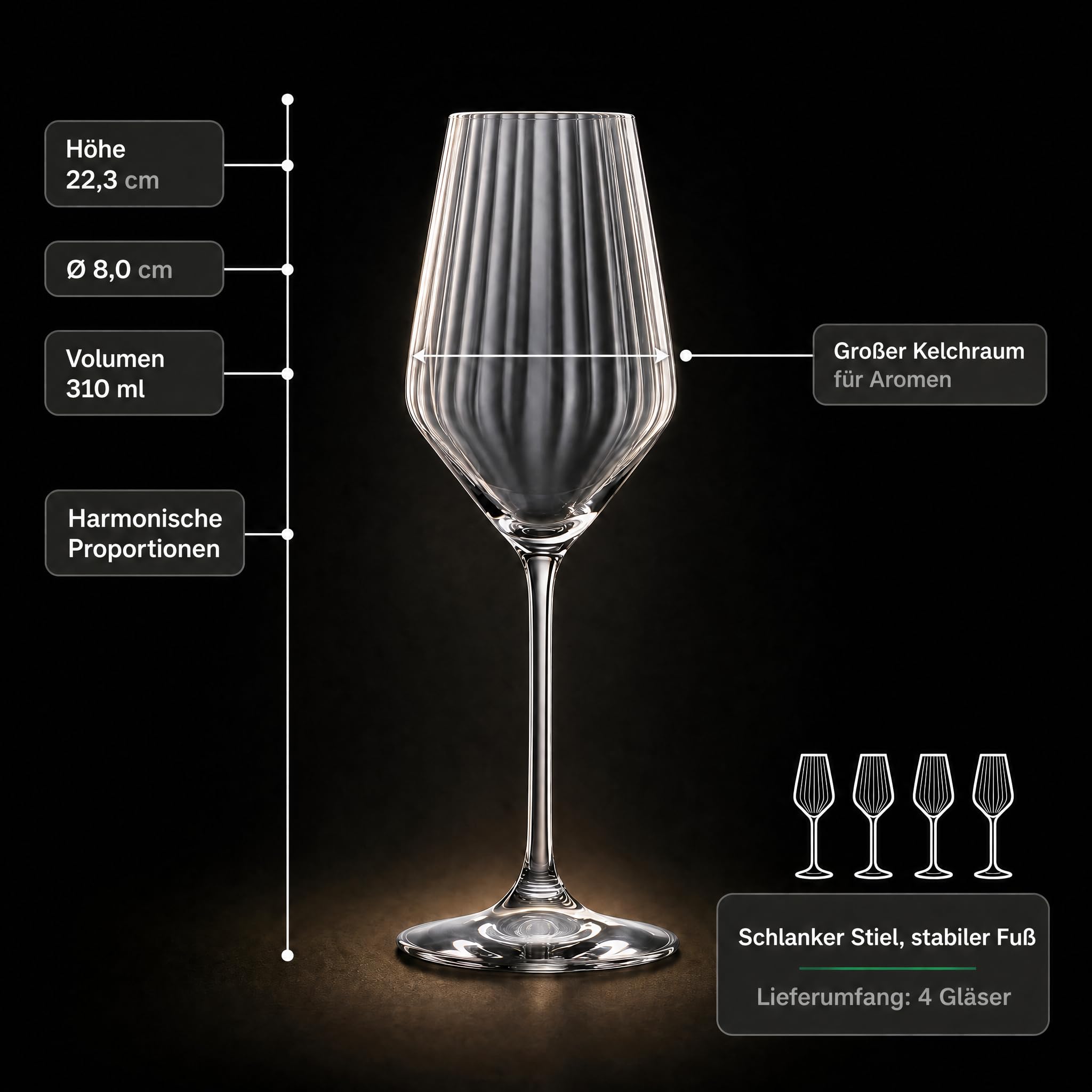 DPL Spiegelau LifeStyle Sektgläser 4er Set, 310 ml | Champagner Gläser aus Kristallglas, spülmaschinenfest, Moussierpunkt für feine Perlage, diamantförmiger Kelch