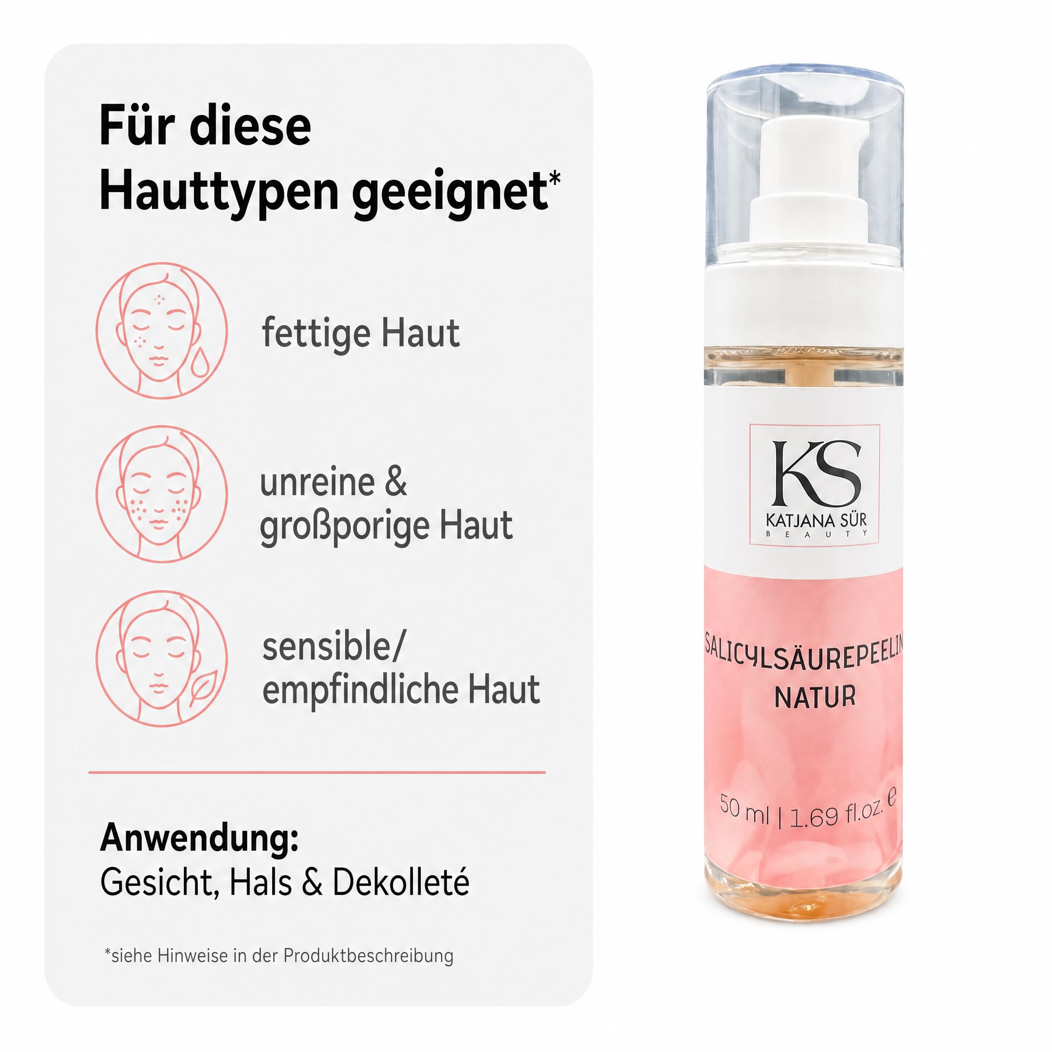KS Beauty Salicylsäure Gesicht Peeling, 2% BHA, Panthenol, 50 ml