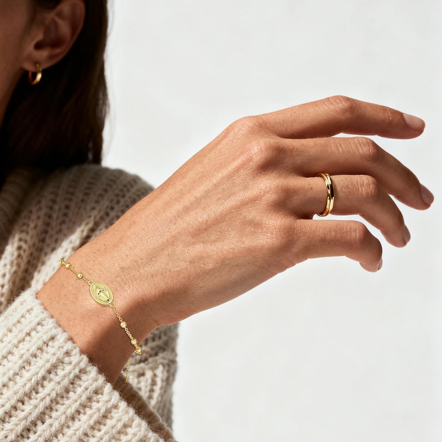 Happy 13th 15th 16th 21th 30th 40th 50th Birthday Bracelet Gifts for Women Girls, 14k Gold Plated Virgin Mary Cross Bracelet Catholic Religious Friendship Jewelry for Her - Image 4