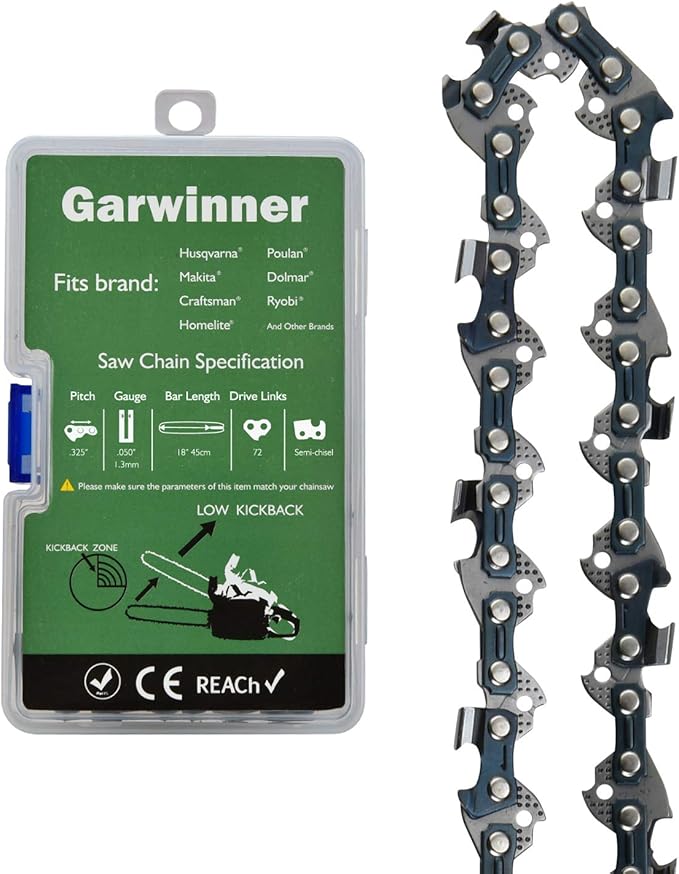 Garwinner 18Inch ChainsawChain with 72 Drive Links .325" Pitch Semi