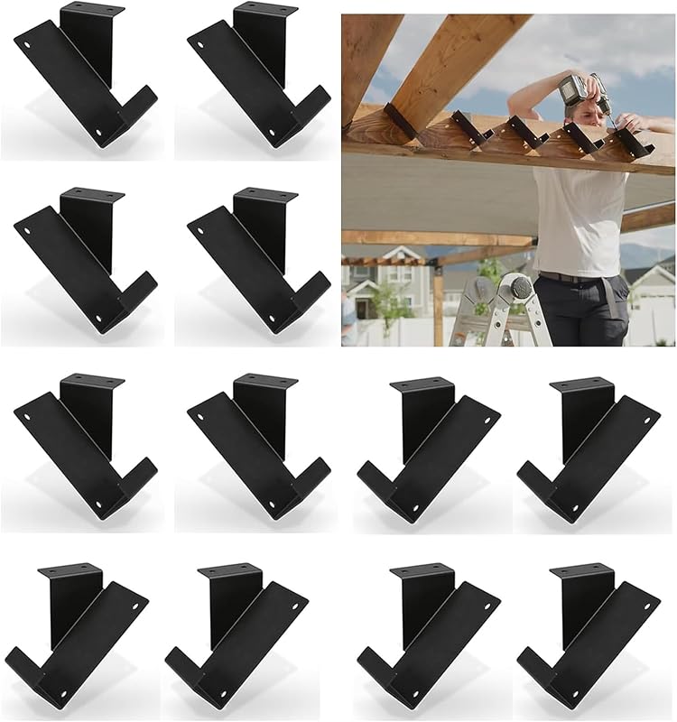 6 Pair Joist Hanger for 2x4, 45° Degree Louver Brackets, Black Powder Coated Face Mount Joist Hangers, Hurricane Ties for Rafters,Tie Brackets for Floor Deck and Ceiling Joists