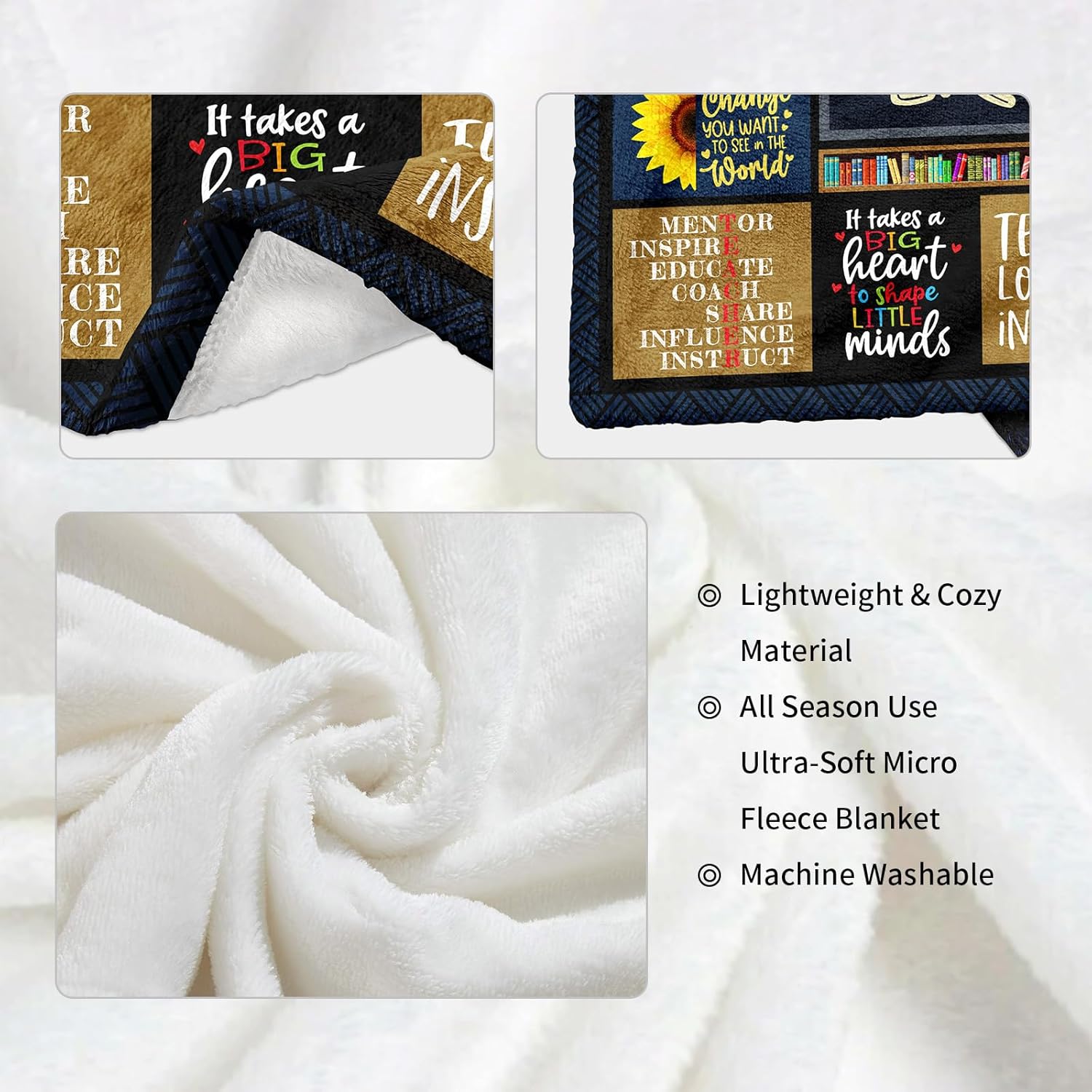 Teacher Gifts for Women Men, Teacher Appreciation/Thank You Gift Throw Blanket 60" x 50", End of School Year/Birthday/Retirement/Back to School Gifts for Teachers from Student - Image 6