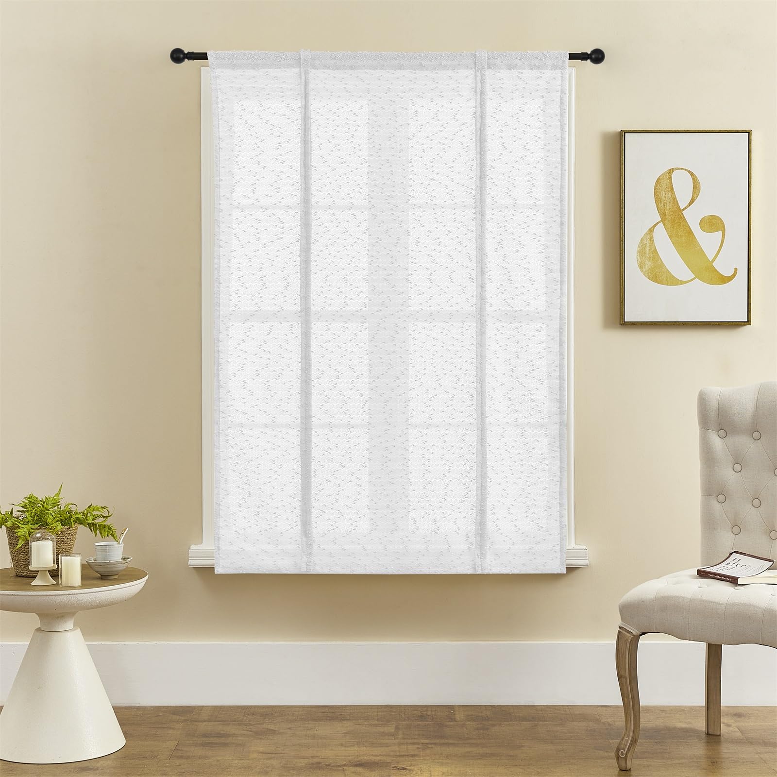ele ELEOPTION Roman Tie-up Blind Curtain Translucent Elegant Luxury Window Voile Tier Curtain for Bedroom Living Room - Image 4