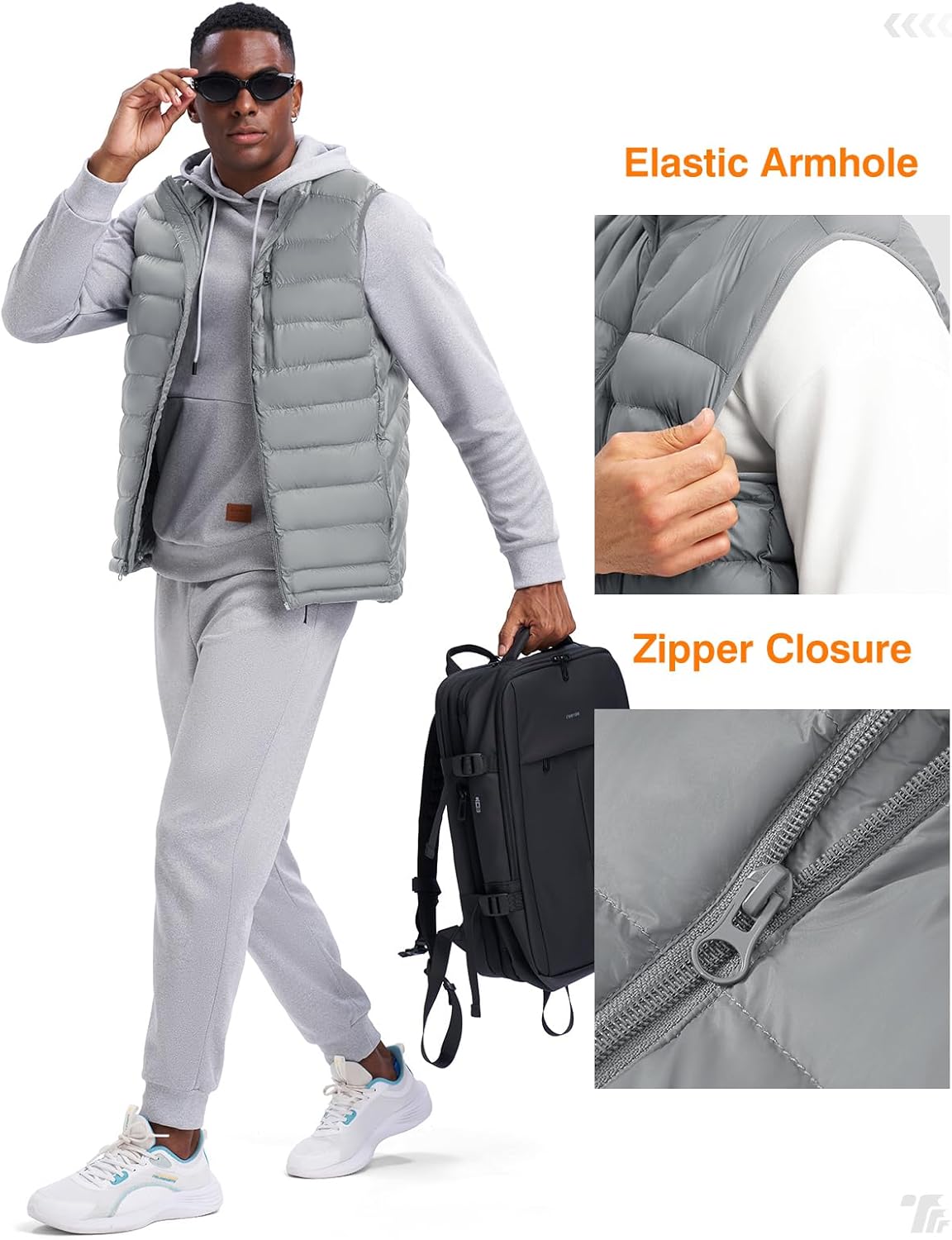 TBMPOY Men's Lightweight Puffer Vest Outerwear Puffy Winter Warm Zipper Outdoor Sleeveless Jacket for Running Travel - Image 5