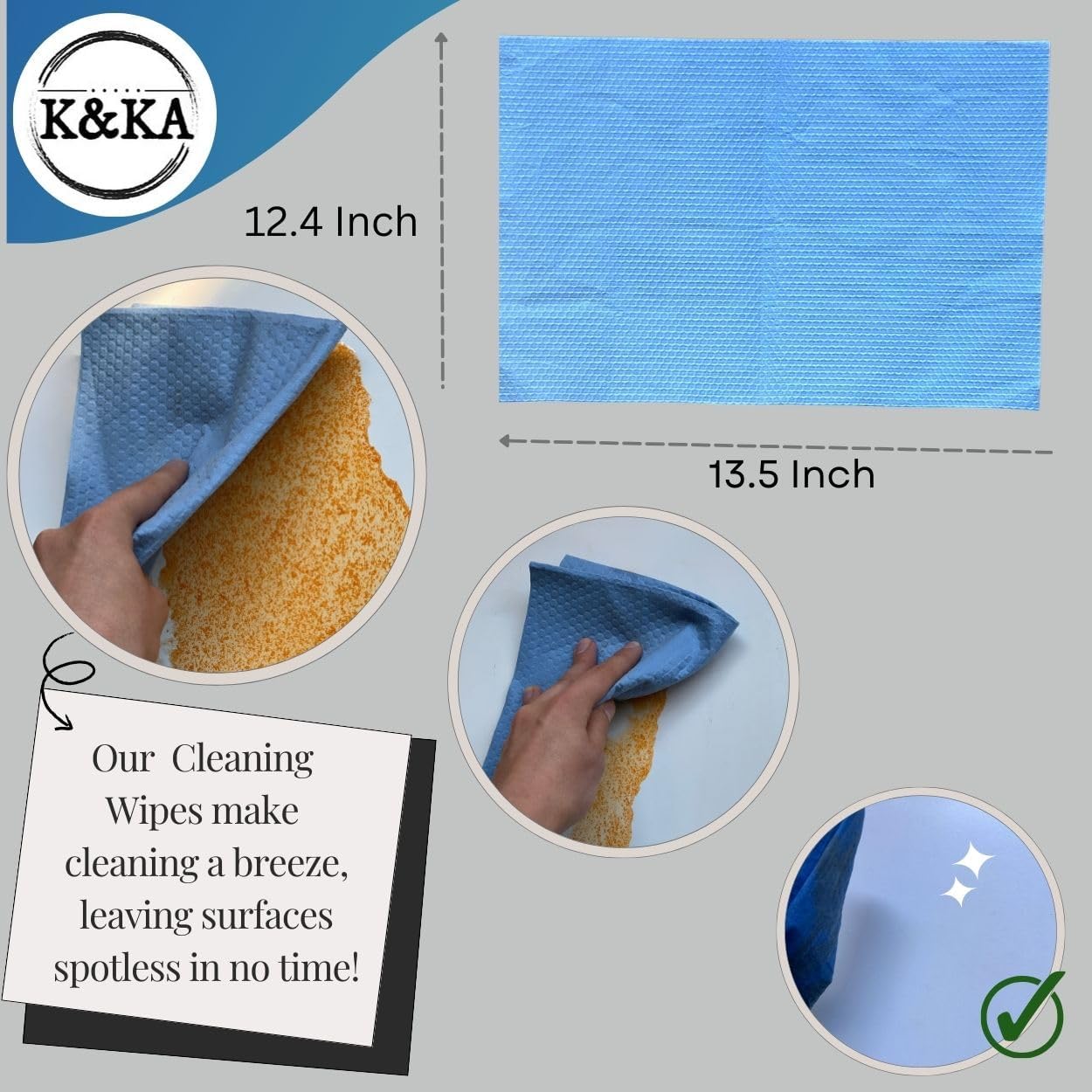 Cleaning Wipes, Red, 60 Sheets, 6 Roll/Case. Heavy Duty Washable Cleaning Wipes for Kitchens, Offices, and Workshops.