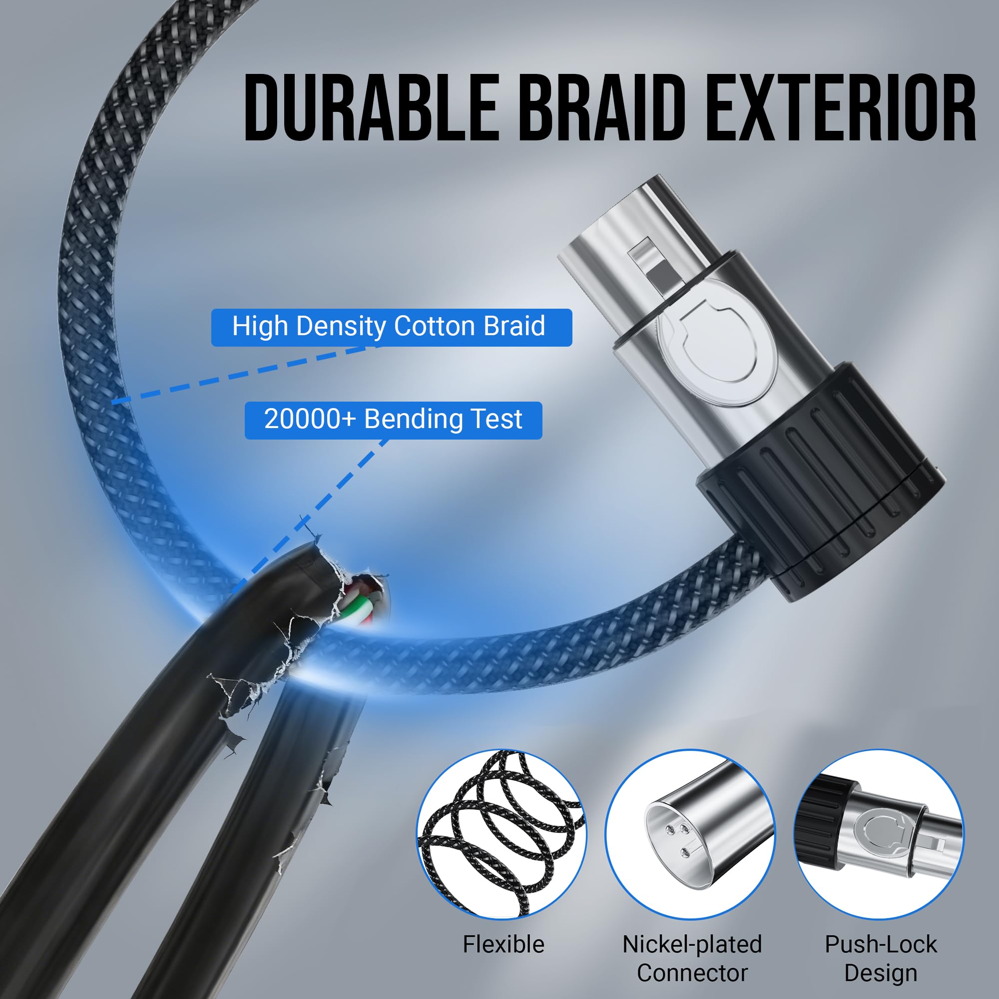 HiFind Cavo per microfono XLR ultra sottile ad angolo di 90 gradi, confezione da 2 pezzi, regolabile, ruotabile, a basso profilo, da maschio a femmina, 24 AWG OFC, per mixer da studio audio fai da te