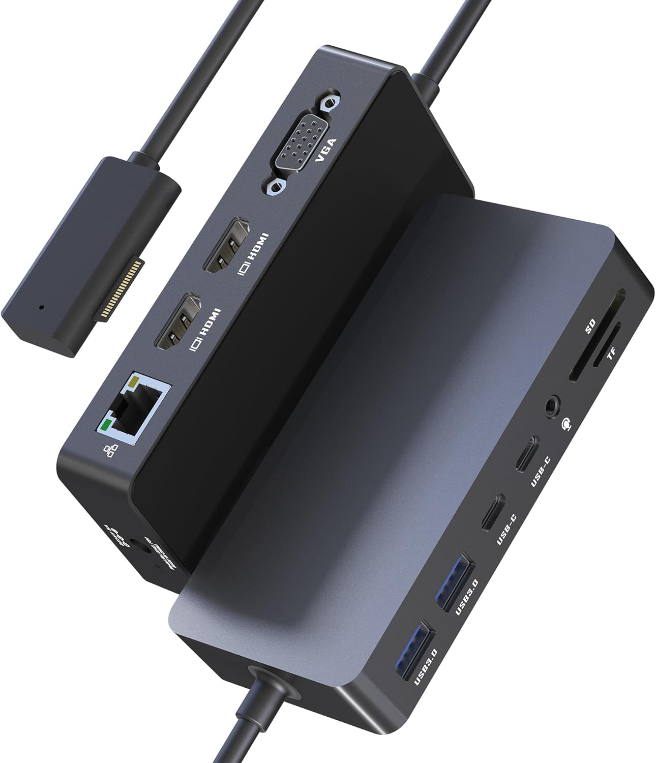 Surface Docking Station, Triple Display Dual 4K HDMI & VGA, 12-in-1 Surface Pro Dock for Microsoft Surface Pro 11/10/9/8/7/6/5/4/3, Surface Laptop 7/6/5/4, Surface Go/Book/Laptop Go