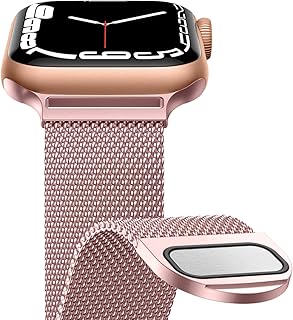 Metal Magnetic Band Compatible with Apple Watch Bands 38mm 40mm 41mm 42mm 44mm 45mm, Stainless Steel Mesh Loop Strap with Magnetic Clasp for iWatch SE/7/6/5/4/3/2/1