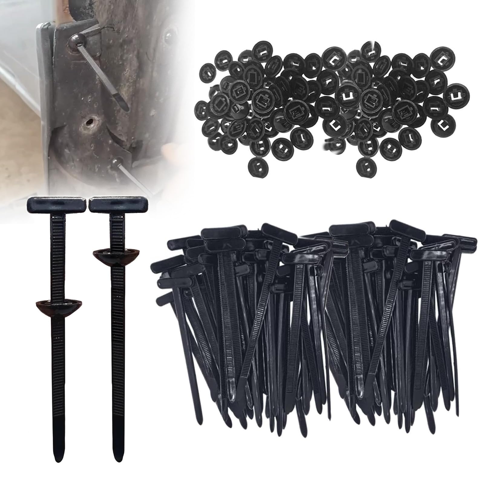 Nylon Universal Cable Tie Buckle, 50/100Pcs Heavy Duty Self-Locking Nylon Zip Ties Holder