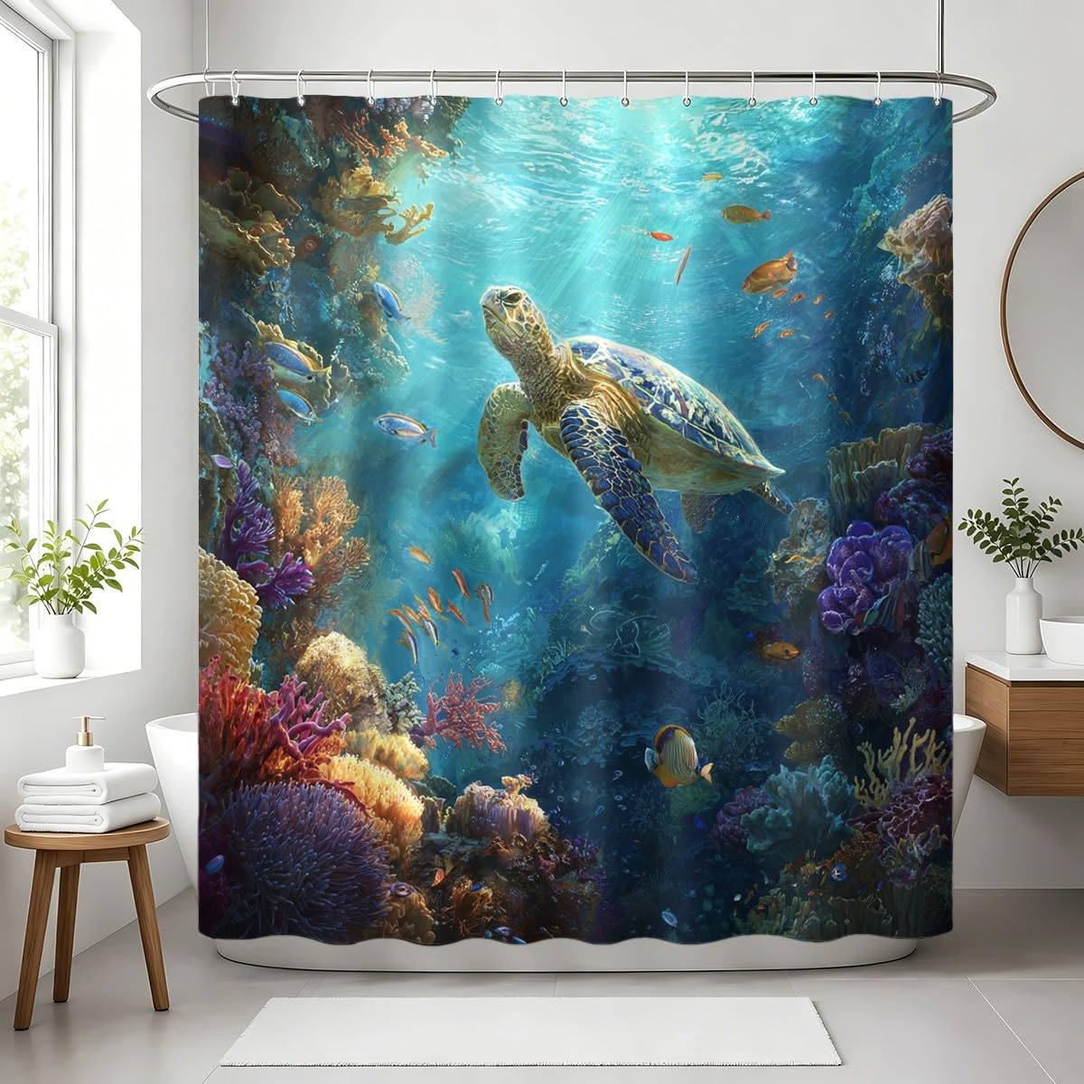 Mondiale Tenda da Doccia 240x200 cm Poliestere Antimuffa e Lavabile
