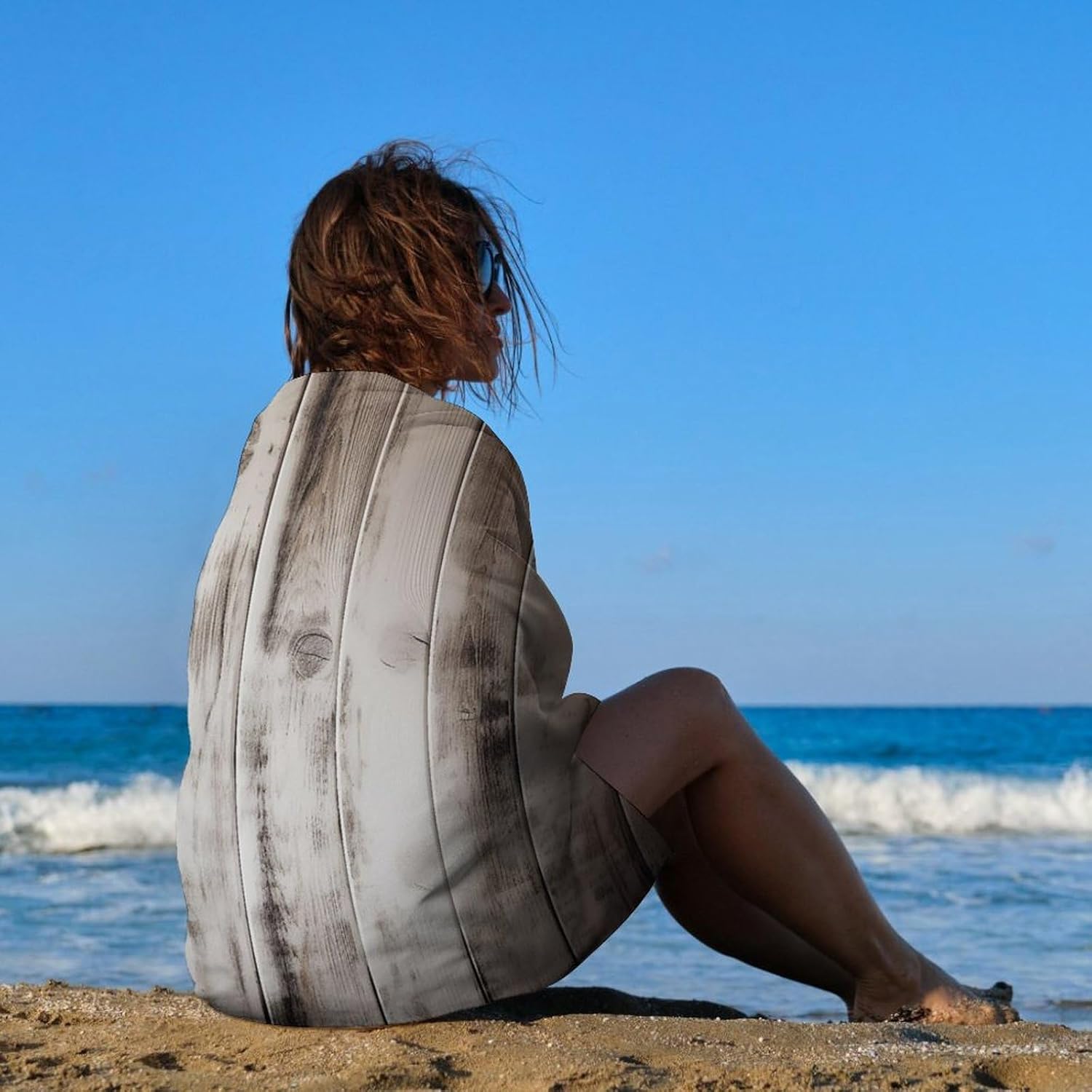 Swimming Towel, White Wooden Printed Fashion Towel,Portable Towel,Durable Towel