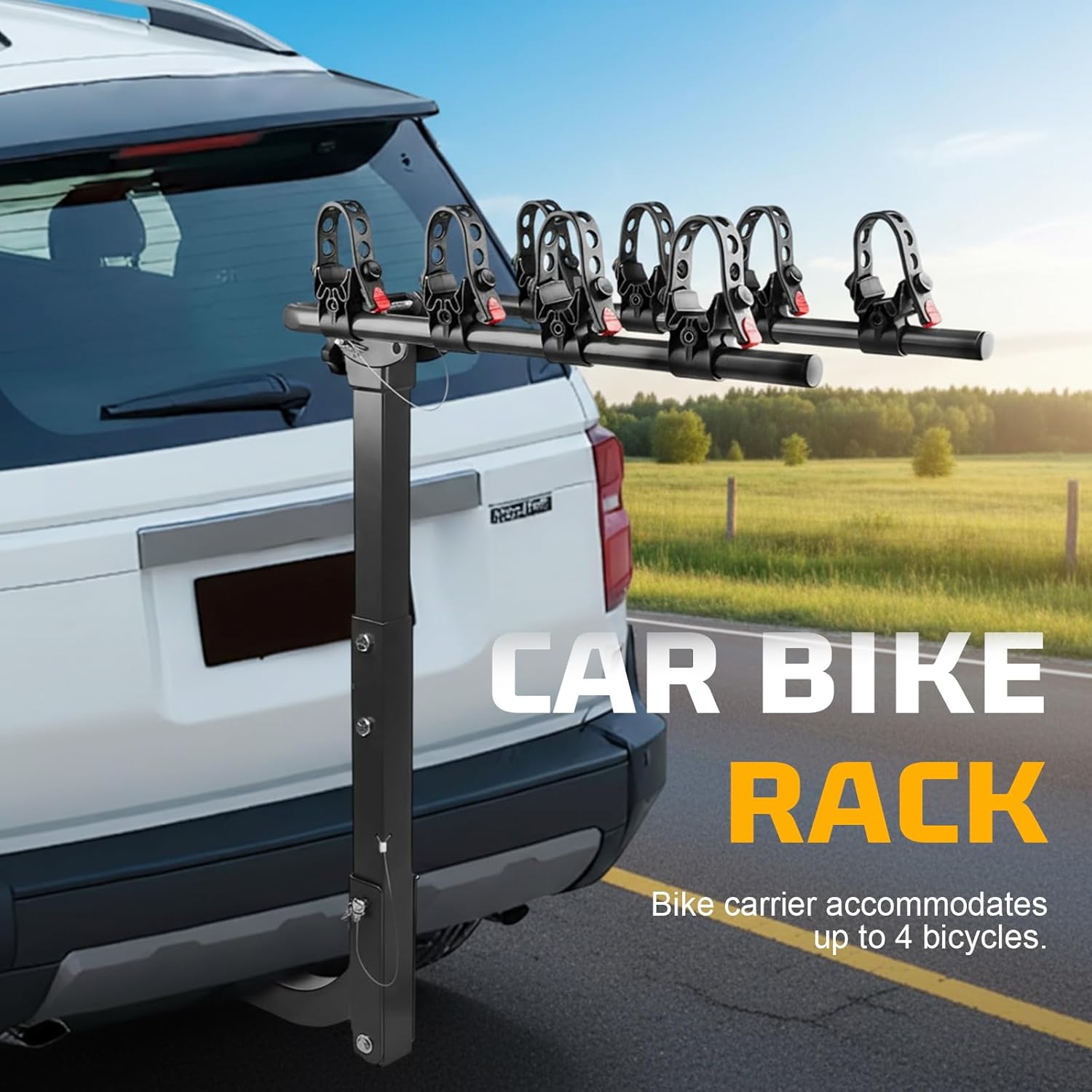 4-Bike Hitch Mount Rack, Foldable Bicycle Carrier Rack for Cars Trucks SUVs Minivans