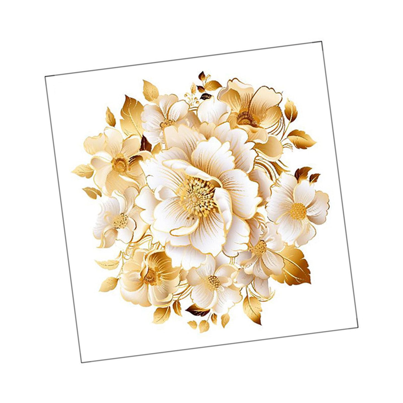 LUCKGONI Gold Flower Toilet Seat Stickers Selfs Adhesive Toilet Lid Decal Decorative Toilets Sticker for Bathroom Restroom Decors