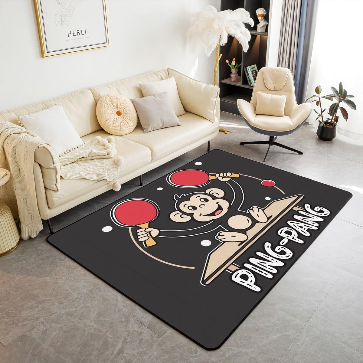 Erosebridal Winter Skiing Area Rug 6'6" x 4'11", Sports Athlete Living Room Rugs for Kids Boys Girl Skiing Lovers, Sport Ski Board Non Slip Decorative Carpet for Bedroom, Black White Indoor Floor Mat