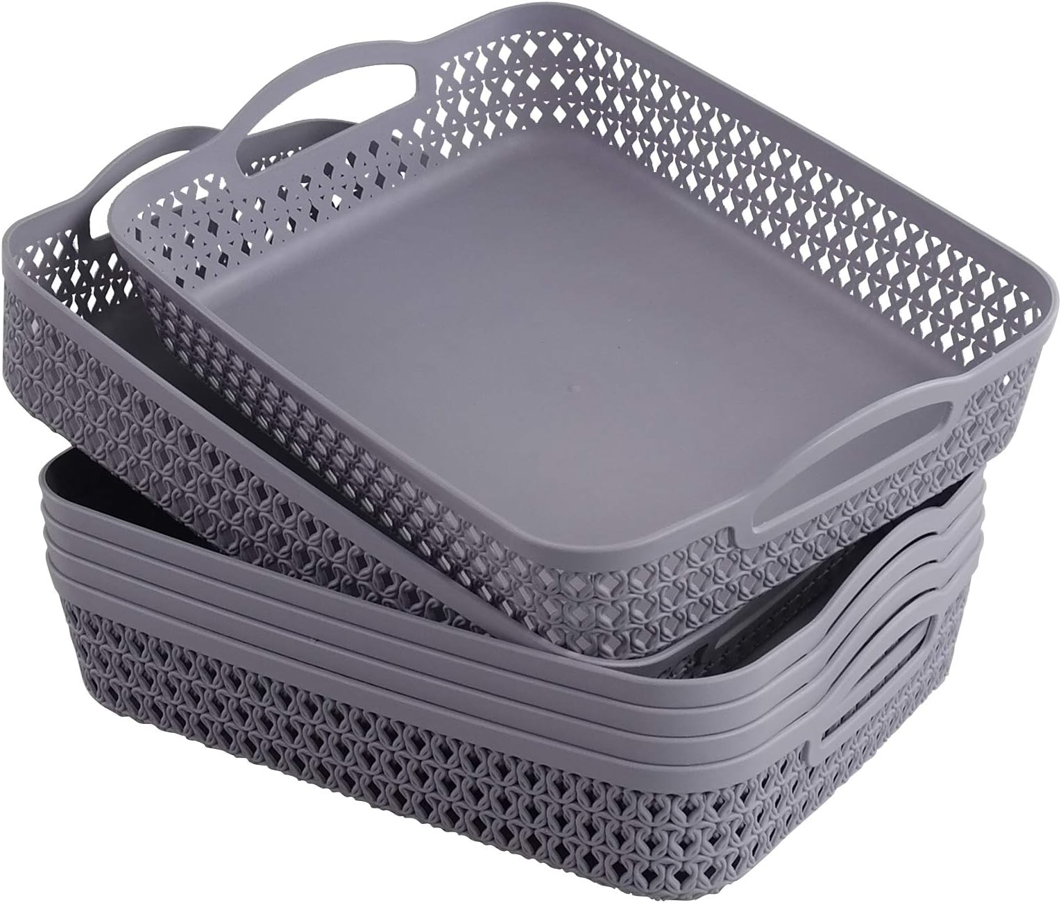Asking 6Pack Plastic Paper Storage Basket Tray, Black