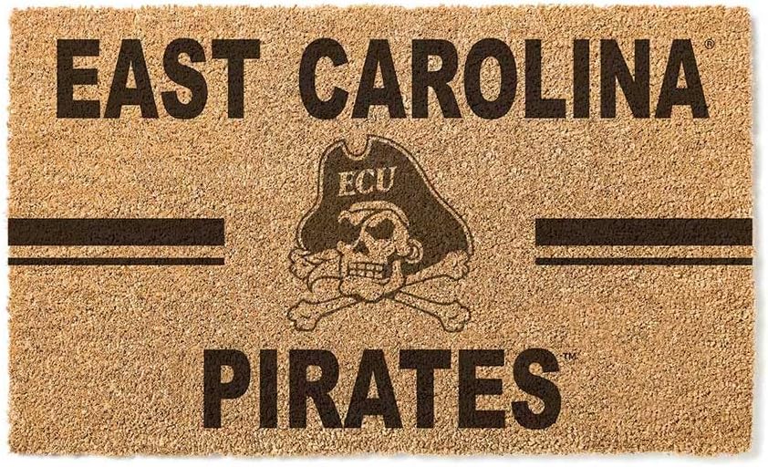 KH Sports Fan Logo Coir, 18x30 Inches, Outdoor Rug Display Your Team Spirit with This Unique East Carolina Pirates Doormat, One Size, Multi
