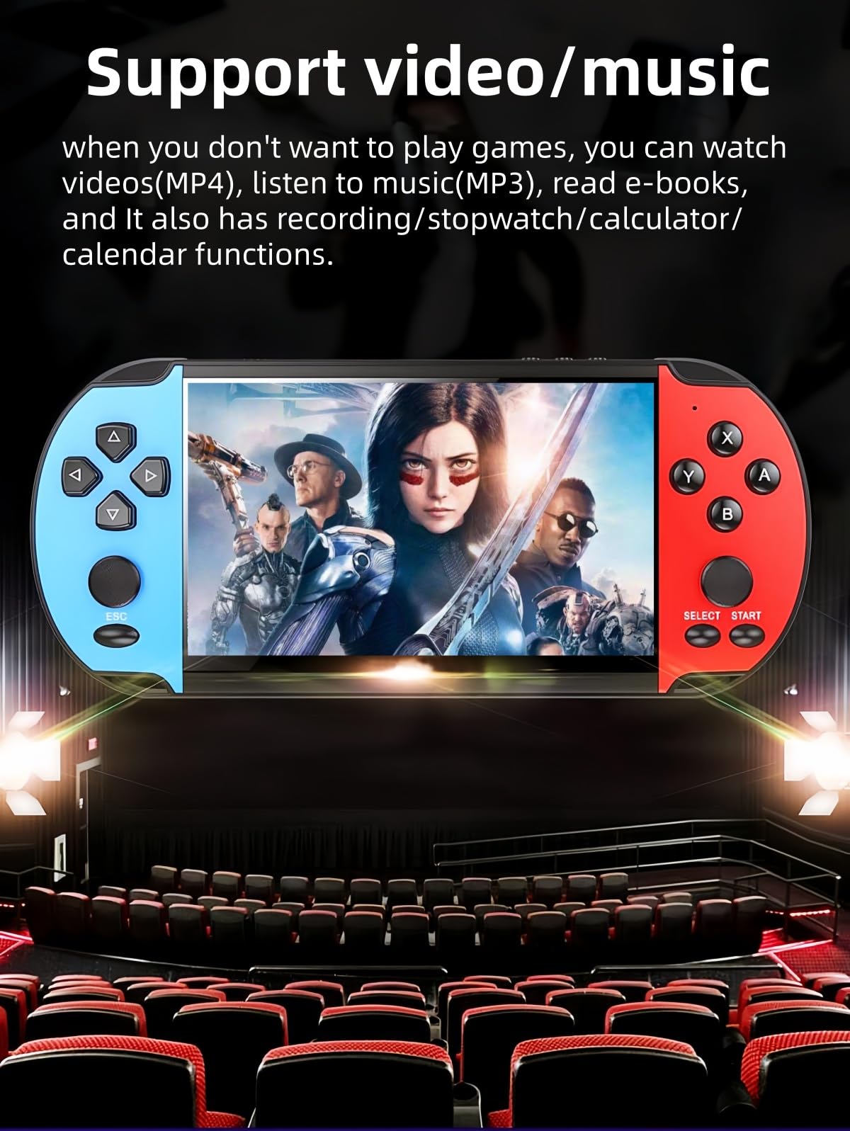 JXD 5,1 Pollici Retrò Console di gioco Portatile Multifunzione Diversi emulatori Uscita Video/Musica/E-book/TV Viaggi/attività all'aperto/tempo libero Intrattenimento Regalo di compleanno/Natale
