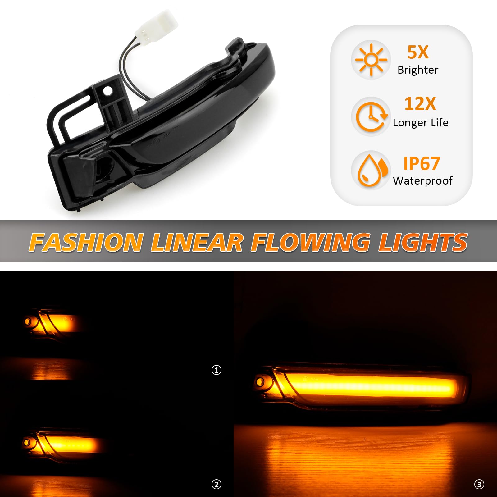 D-Lumina 2 pezzi luci LED per indicatori di direzione dinamici per specchietto laterale, indicatori di direzione sequenziali, Compatibile con Jeep grand cherokee 2011-2020