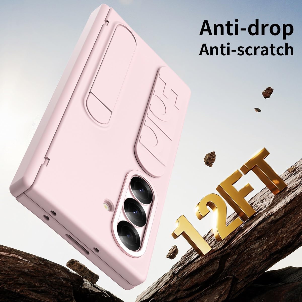 Compatible with Samsung Galaxy Z Fold 7 Case with Stand Built-in Screen Protector, Hinge Protective Case Full-Body Shockproof Protective Phone Case Compatible with Galaxy Z Fold 7 (Pink)