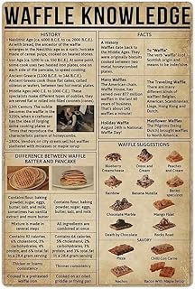Waffle Knowledge Metal Tin Sign - Retro Vintage Poster - 8x12 Inch - Restaurant, Bakery, Cafe, Home - Breakfast Lover Wall Decor Plaque
