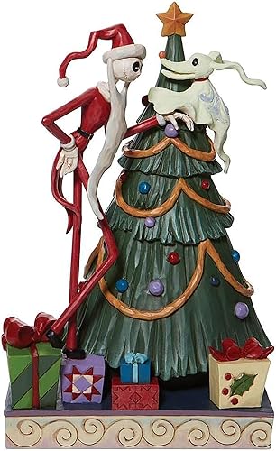 Enesco Disney Traditions by Jim Shore - Figura de Jack y brilla en la oscuridad Zero de The Nightmare Before Christmas, 10.8 pulgadas, multicolor,