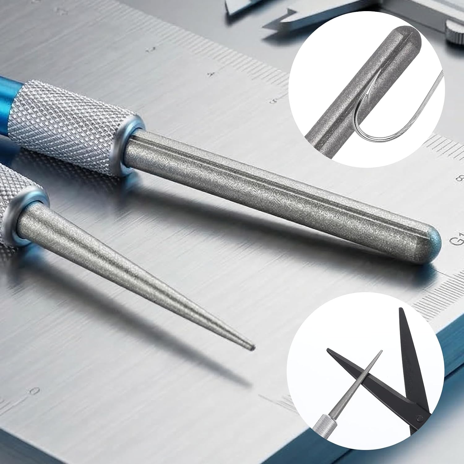 2 Pcs Retractable Steel Sharpening Serrated Knife Sharpener