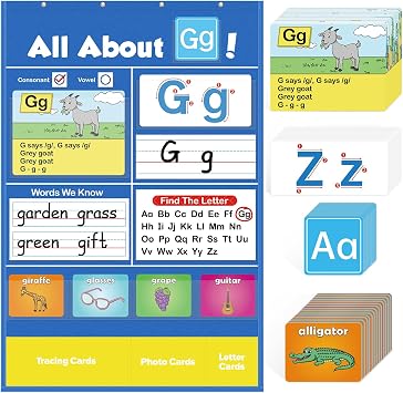 Torlam Alphabet Learning Pocket Chart Alphabet Wall Chart ABC Flash Cards ألعاب التعلم ، الكتابة اليدوية الممارسة تتبع الرسائل للأطفال في المنزل في مرحلة ما قبل المدرسة أنشطة تعليم رياض الأطفال يجب أن يكون