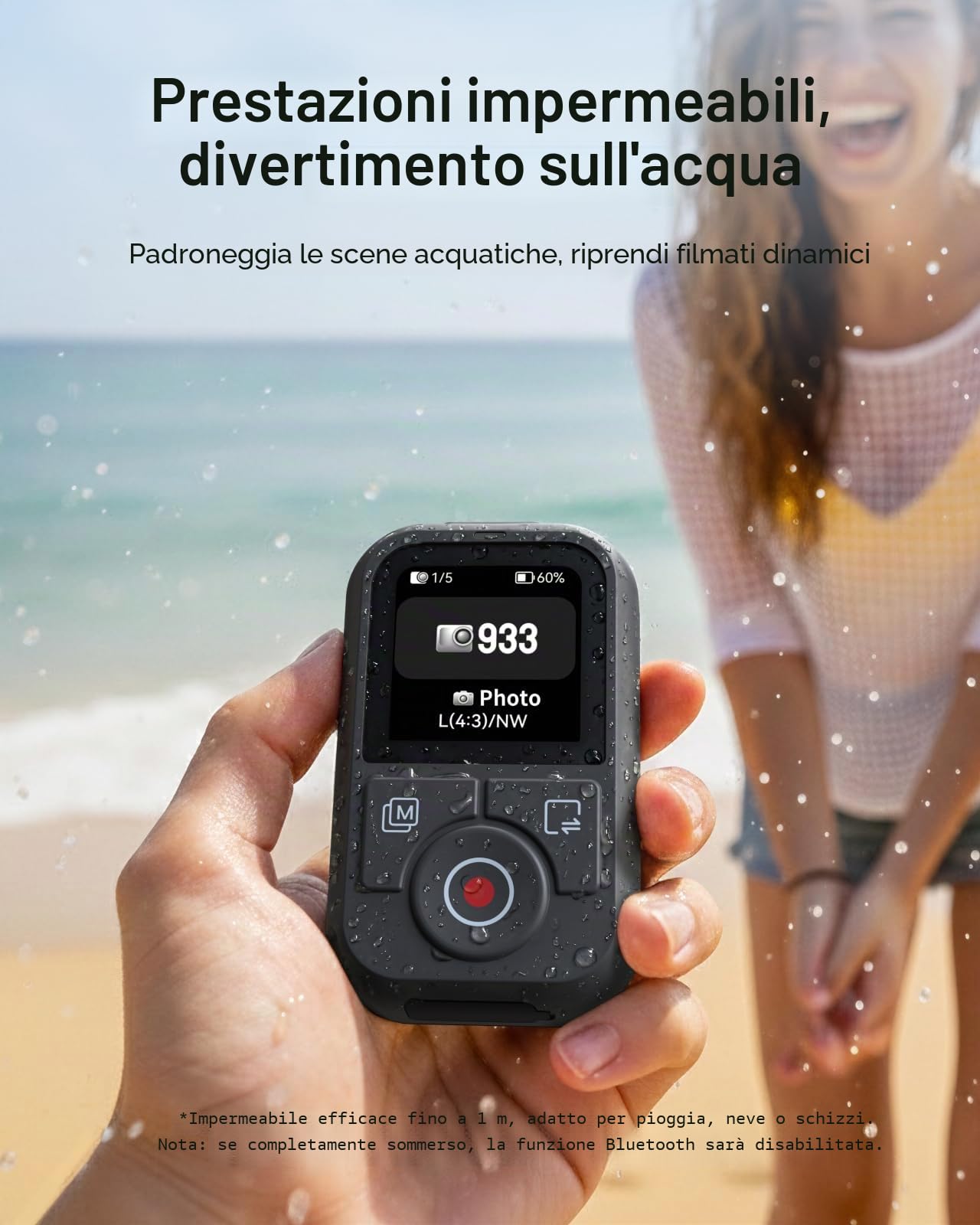 TELESIN Telecomando Bluetooth T13 per DJI Osmo Action 6/5 Pro/4 e Osmo 360, telecomando wireless per fotocamera HD a colori, 60 m di distanza, impermeabile, batteria 8H, controllo time-lapse video