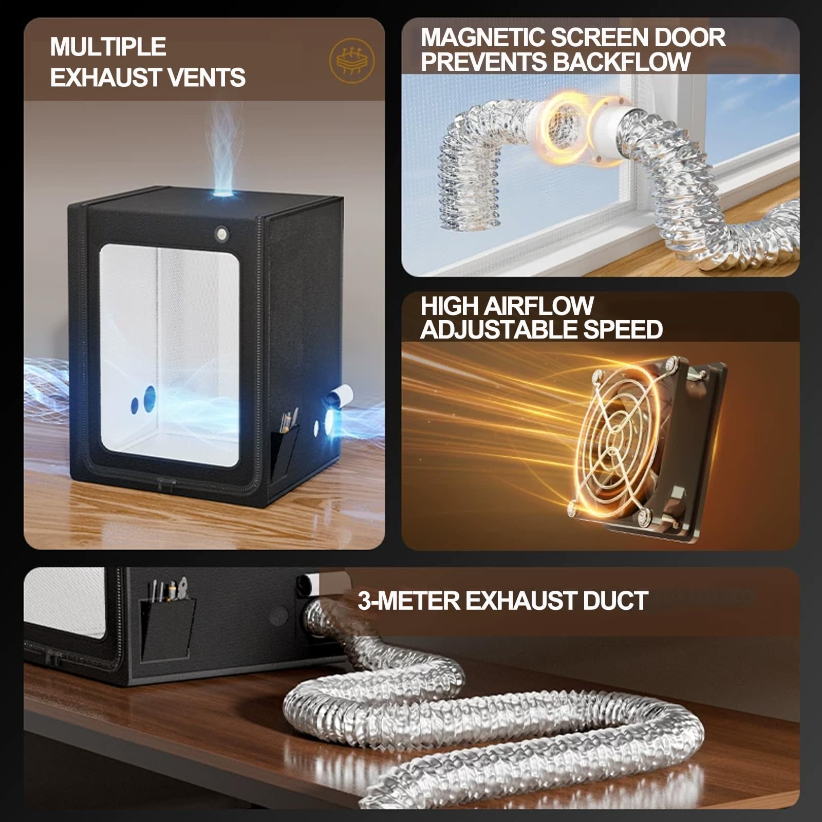 Contenitore Per Stampante 3d, Kit Di Ventilazione Con Aspiratore Di Fumi E Illuminazione A Led, Per Protezione Da Polvere E Fumi, Essiccatore Per Filamento, Protezione Per Incisore.