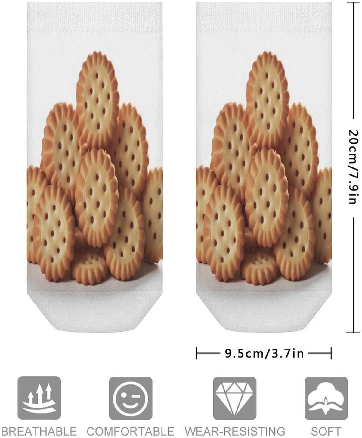 Food Chip Biscuits Ankle Sock-Low Cut Breathable,Basketball Socks for Men Women,Tube Socks for Work Sports