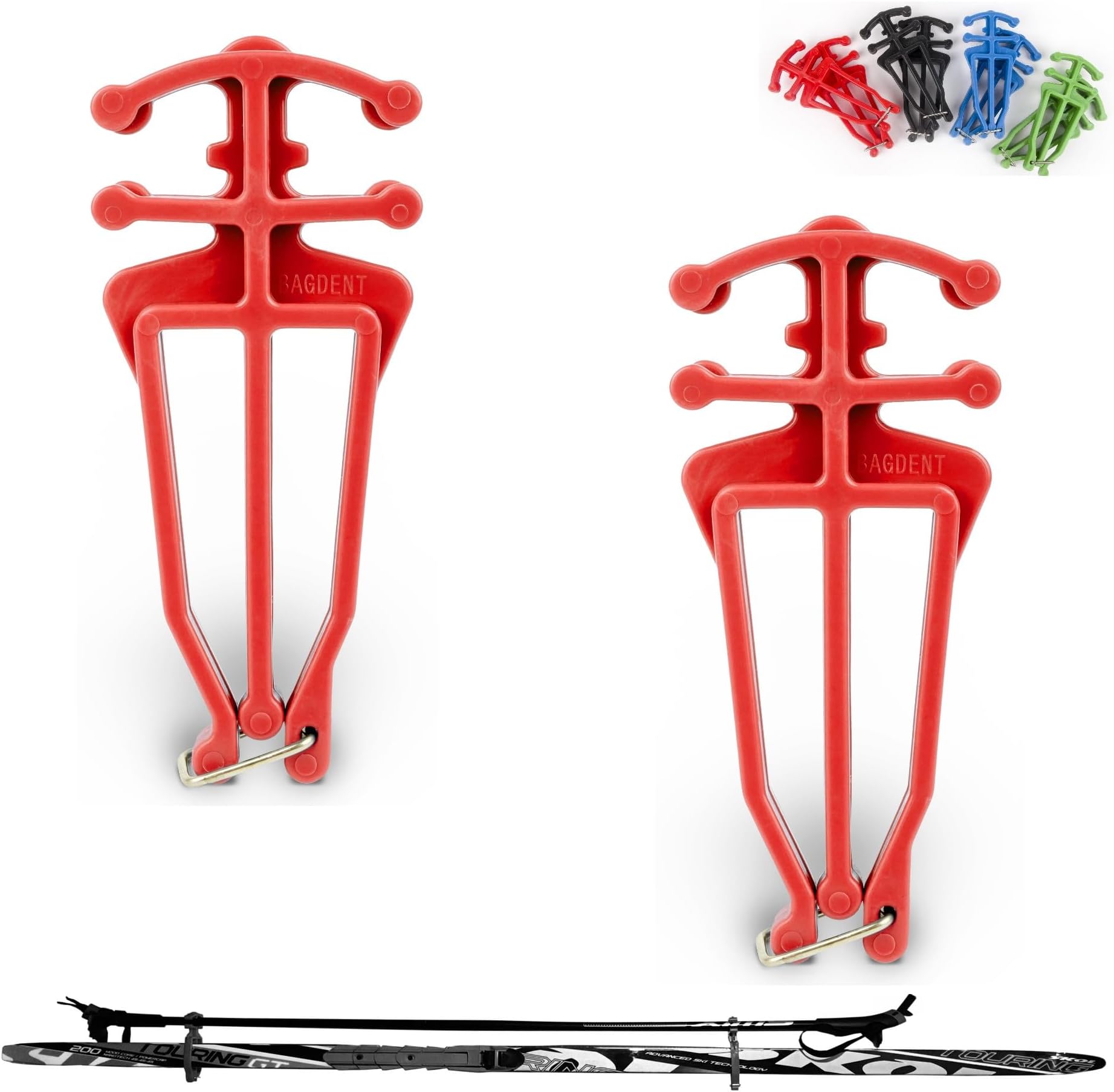 Cross Country Skis and Poles Holder – 1 Pair, Universal Nordic Ski Pole Carrier (Red)