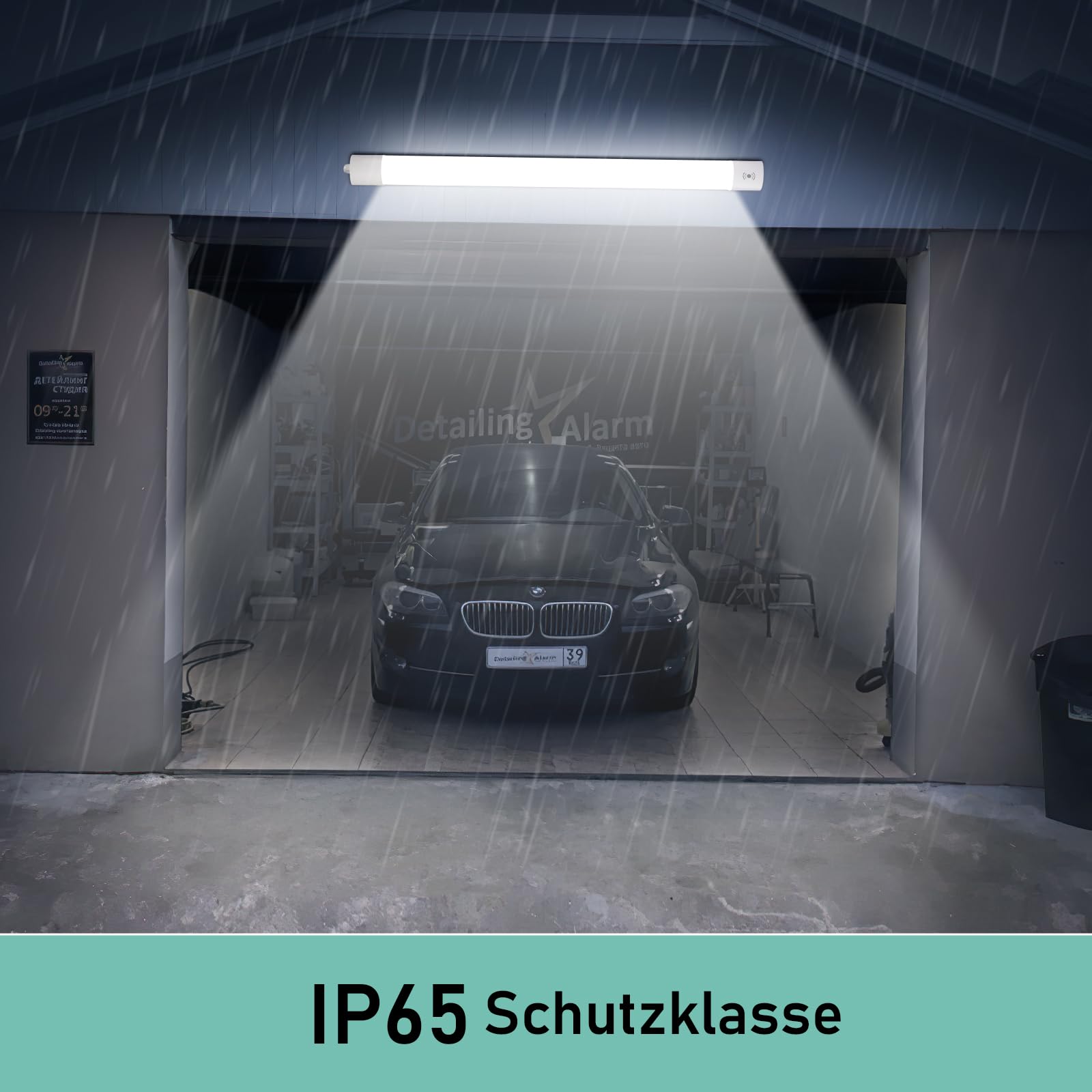 Neon LED 90 cm Plafoniera Soffitto Linearecon Sensore Movimento, 30W 3300LM IP65 Antipolvere Impermeabile - Luce a Prova di Umidità per Garage, Cantina, Officina e Bagno，4000K - Bianco Naturale