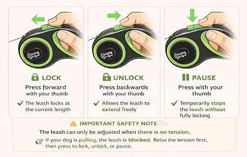 Miniatura 4 de Correa retráctil para perros pequeños, medianos y grandes, resistente, sin enredos, reflectante, 16 pies de largo, mango suave antideslizante con