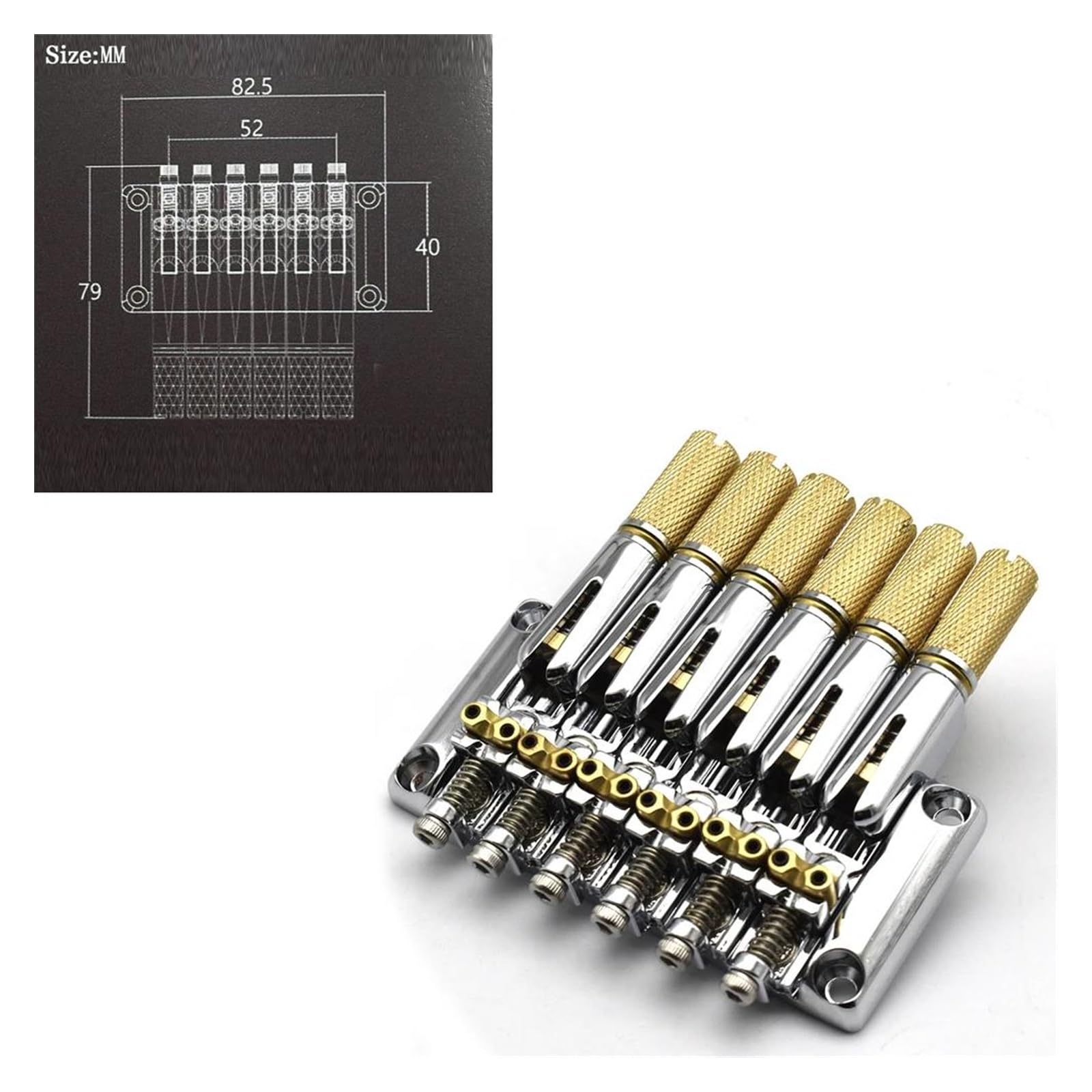 Puente De Guitarra Eléctrica Sin Cabeza De 6/7 Cuerdas Y Montura De Metal | Puente de guitarra(6Strings Chrome)