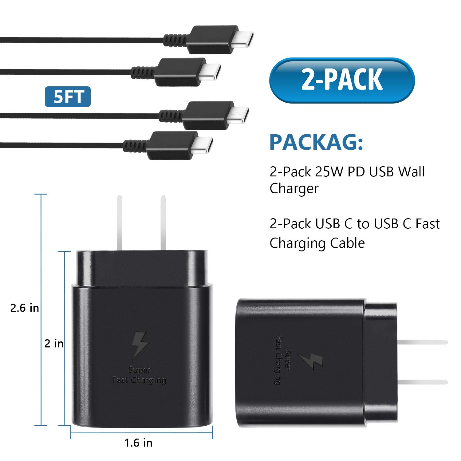 Super Fast Charger Type C,25W USB C Wall Charger Fast Charging Block
