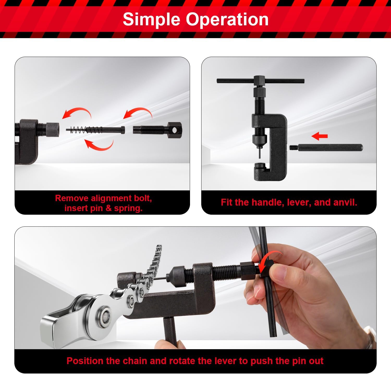 13PCS Motorcycle Chain Breaker Tool Kit, AJulyBee Chain Rivet Tool Set – Heavy Duty Chain Cutter & Link Removal Tool for Bike, ATV