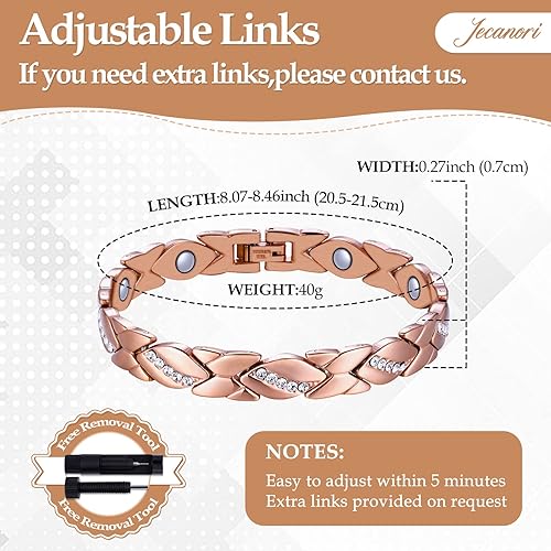 Miniatura 2 de Jecanori Pulseras magnéticas de cobre para mujer, pulseras de cristal para mujer, pulseras de cobre puro 99.9%, regalo de joyería de Navidad con