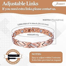 Jecanori Copper Magnetic Bracelets for Women,Adjustable 99.9% Solid Copper Bracelets,Valentine\'s Day Gifts Magnetic Jewelry with Sizing tool