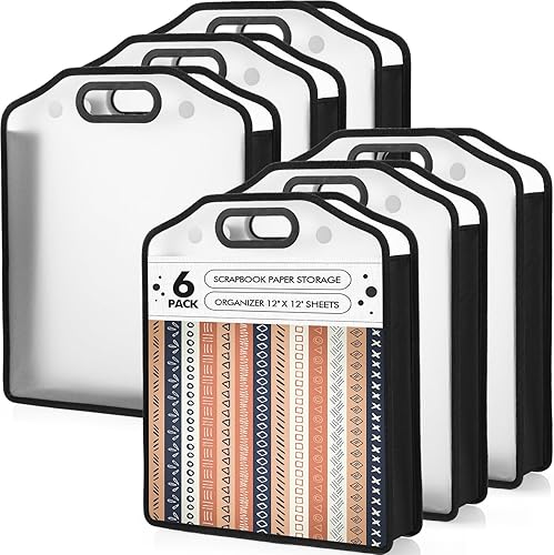 PerKoop 6 organizadores de almacenamiento de papel para álbumes de recortes, hojas de 12 x 12 pulgadas, almacenamiento de papel expandible