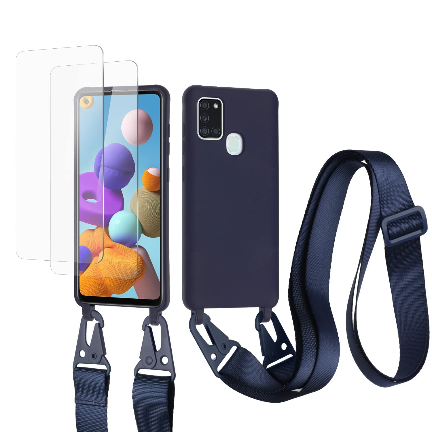 vrupin Funda Compatible con iPhone 13.con (2 x Protector Pantalla)con Cuerda Case con Ajustable Cordón.Silicona Líquida Funda-Loto Color — view 55