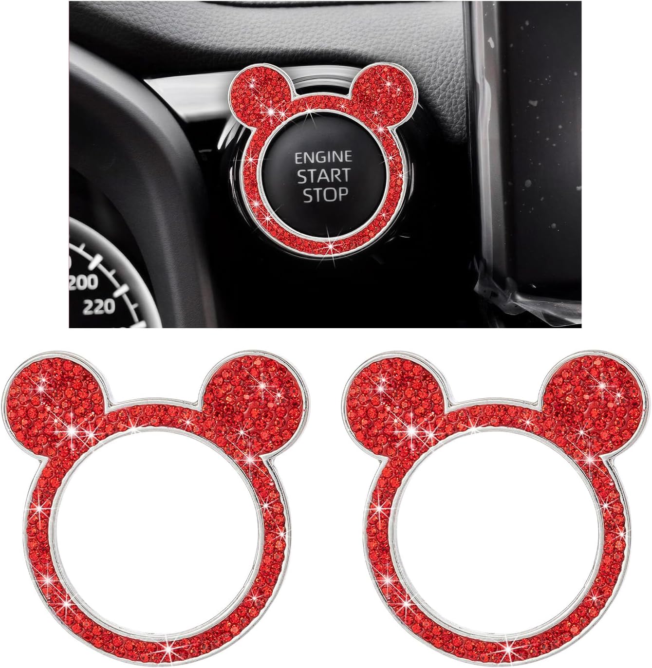 Augeny Bling Car Engine Start Button Cover - Rhinestone Ring Sticker For Push-to-Start Ignition - View #2