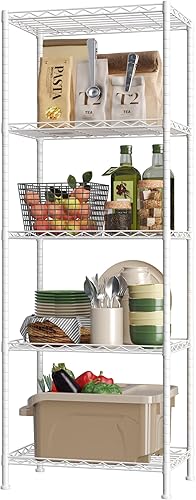 Miniatura 11 de HOMEFORT Estantes de almacenamiento, estantería de 3 niveles de alambre, unidad de estantería de metal con estantes de almacenamiento ajustables